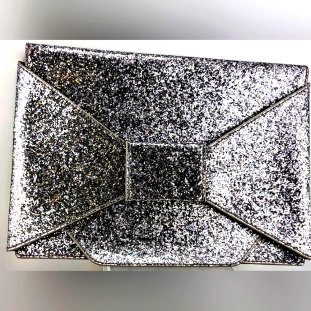 Silver Glitter Envelope Clutch